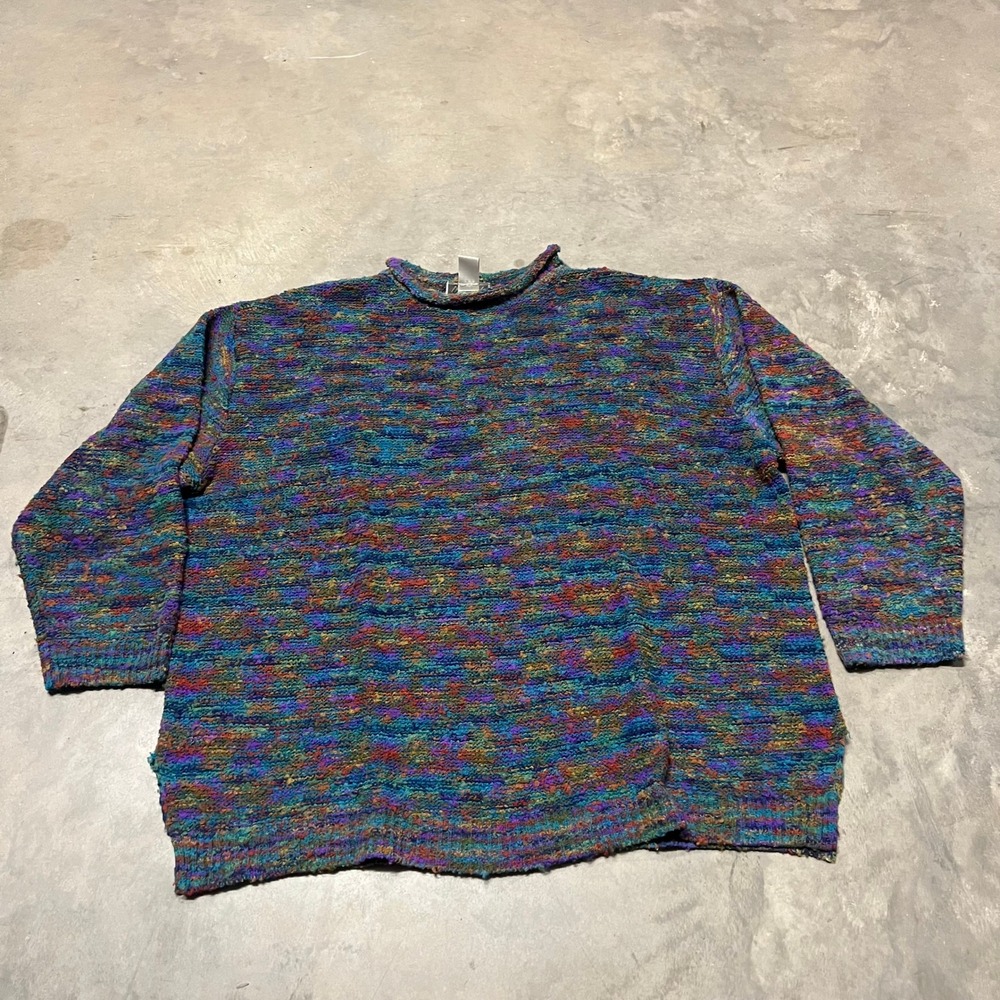 VTG Just For Women Vintage Multi-Color Space Dye Knit Sweater 3X Slouchy Acrylic